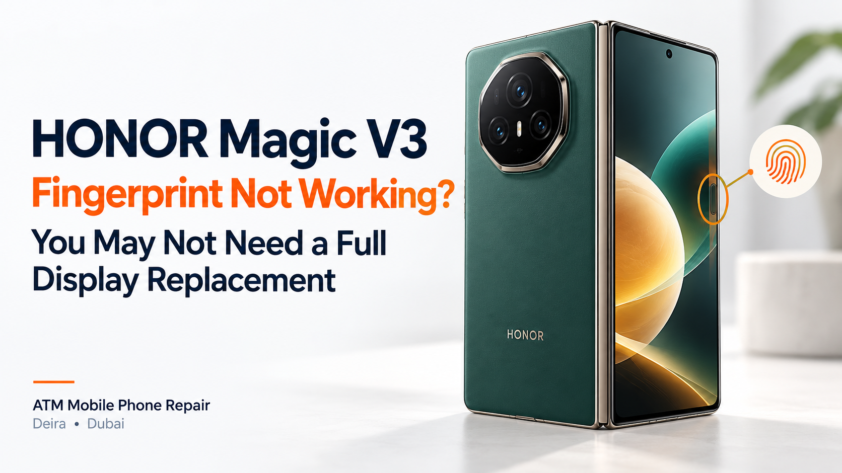 HONOR Magic V3 fingerprint sensor replacement at ATM Mobile Phone Repair in Dubai