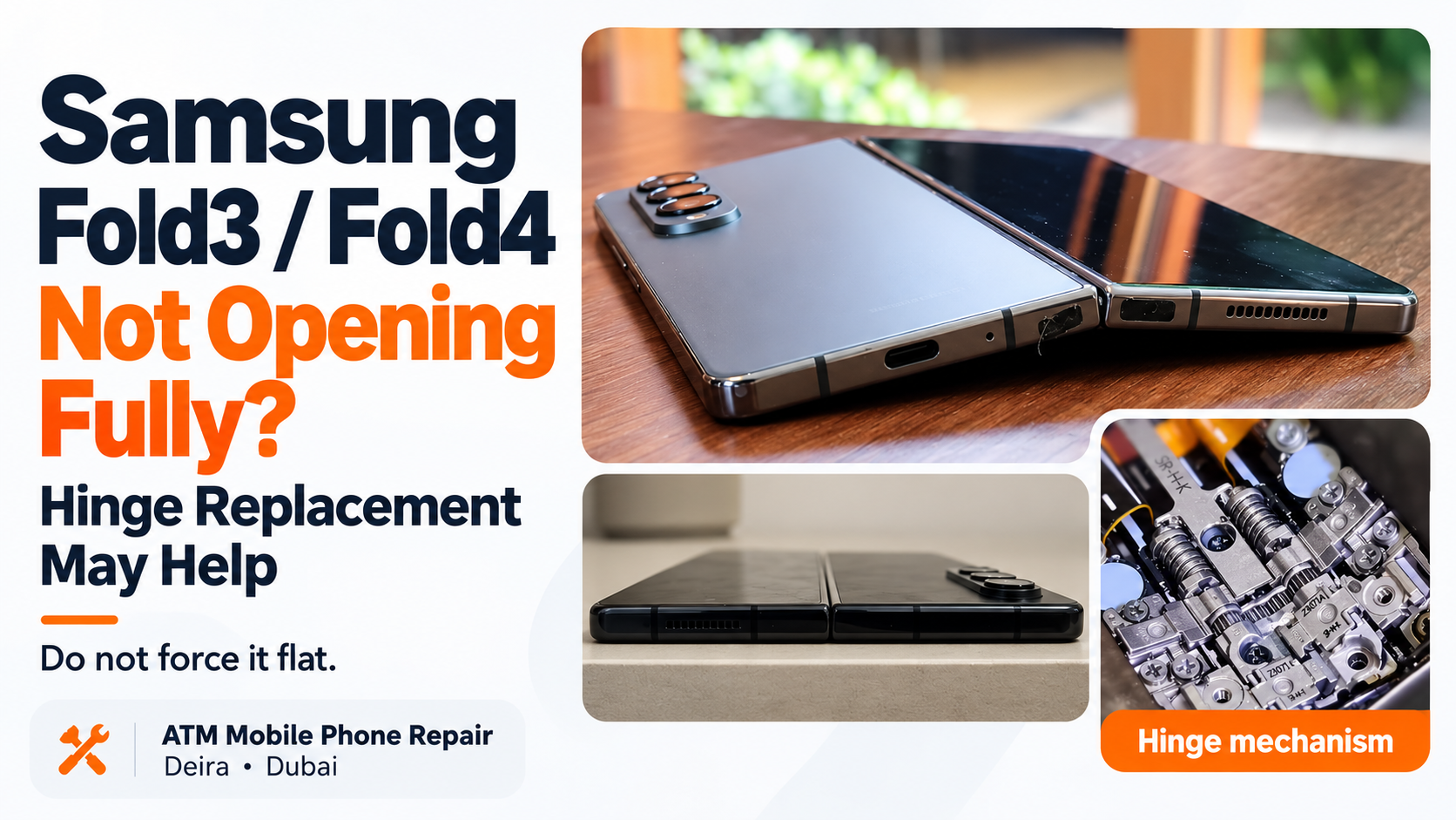 Samsung Galaxy Z Fold4 unable to open fully because of a hinge fault